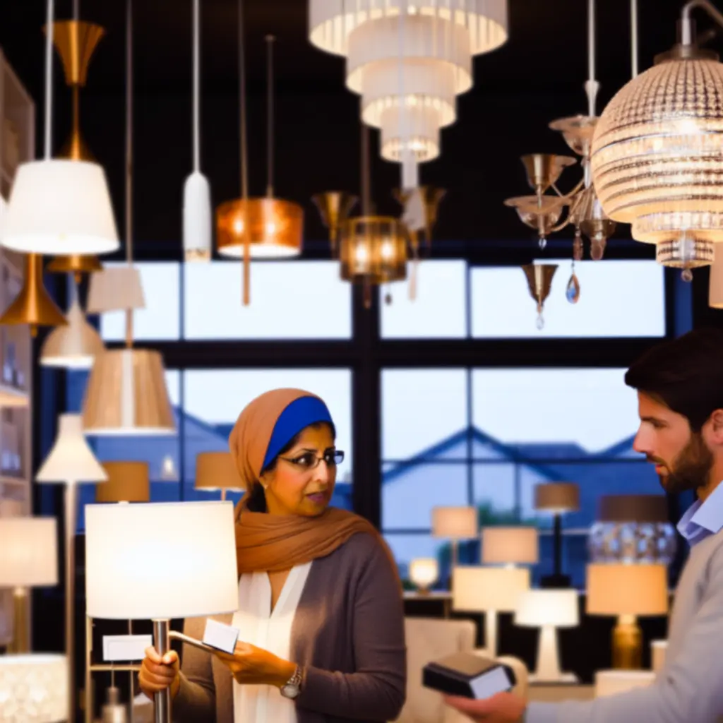 Mid-century modern – kolorowa lampa i ciepłe wykończenia